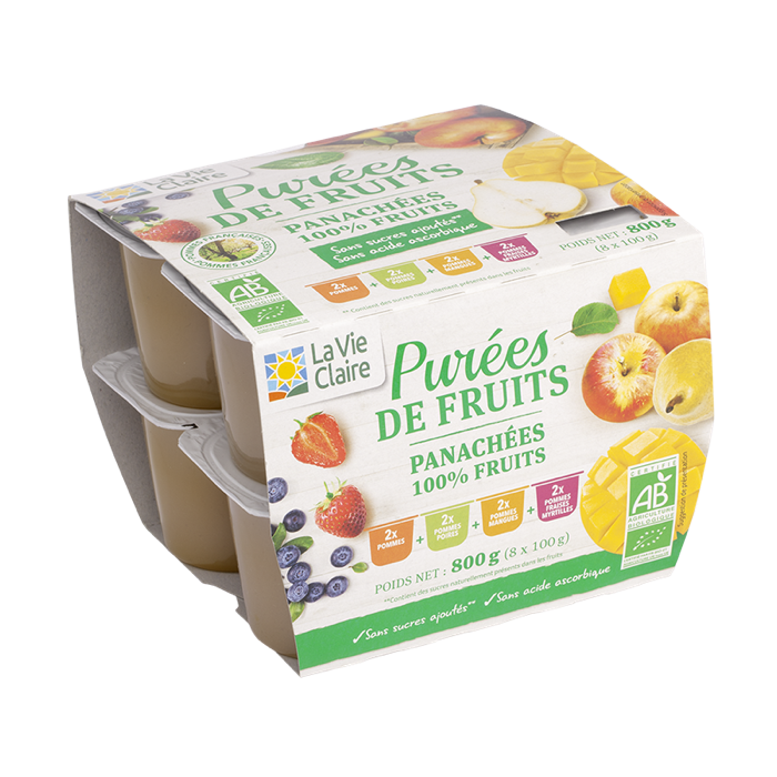 Purées de fruits panachées 8x100g - La Vie Claire